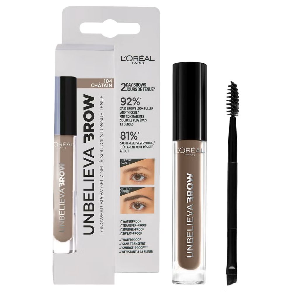 12x L'Oreal Unbelieva Brow Longwear Brow Gel - 104 Chatain