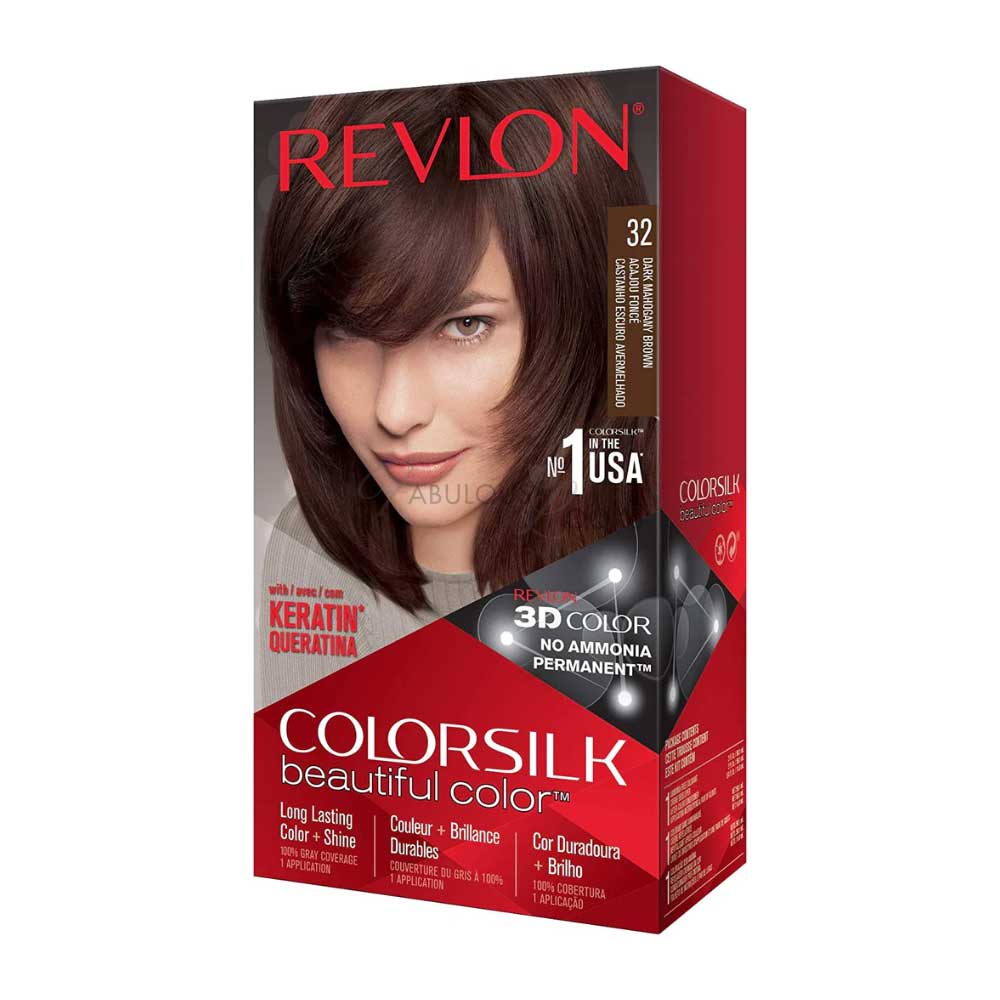 Revlon COLORSILK Beautiful Hair Color, 3D Color Gel Technology, 32 Dark Mahogany Brown