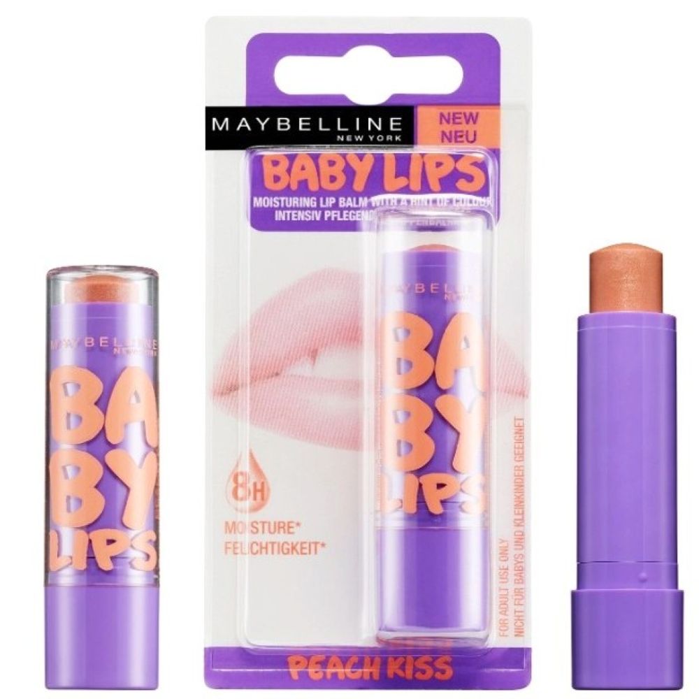 12x Maybelline New York Baby Lips Moisturising Lip Balm – Peach Kiss