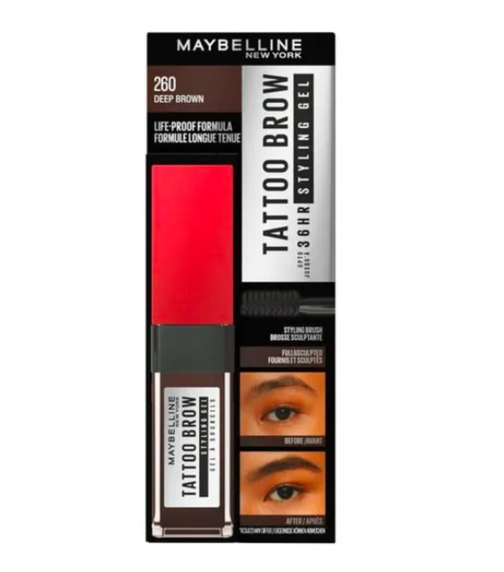 12x  Maybelline Tattoo Brow 35Hr Styling Gel 260 Deep Brown