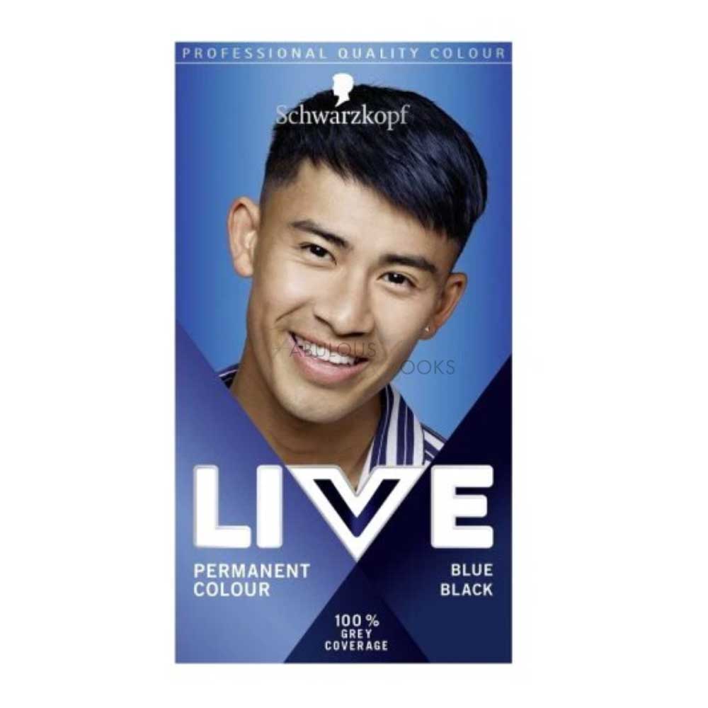 Schwarzkopf LIVE Men Hair Colour, 100% Grey Coverage, Permanent Colour, Long lasting, 090 Blue Black